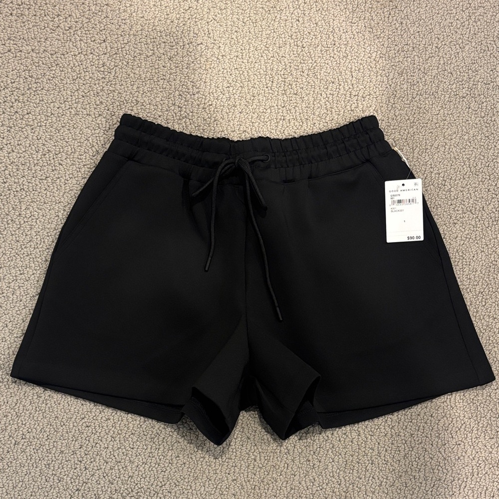 NEW Good American Womens Drawstring Casual Scuba Shorts Size 1 or Small